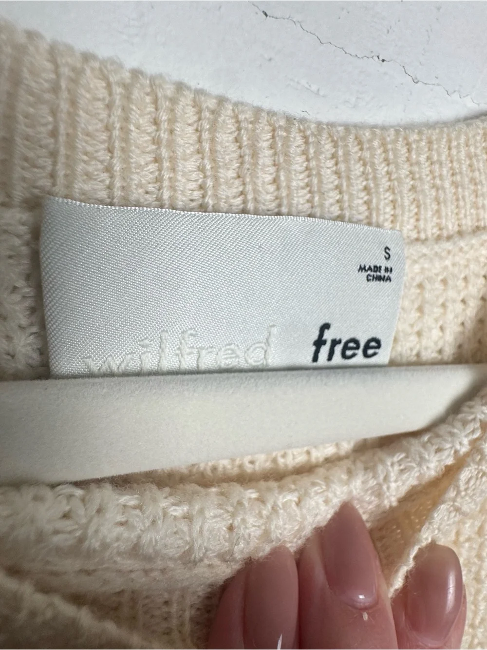 Aritzia Wilfred 100% Merino Wool Isabelli Crew Neck Sweater Waffle Knit Pullover